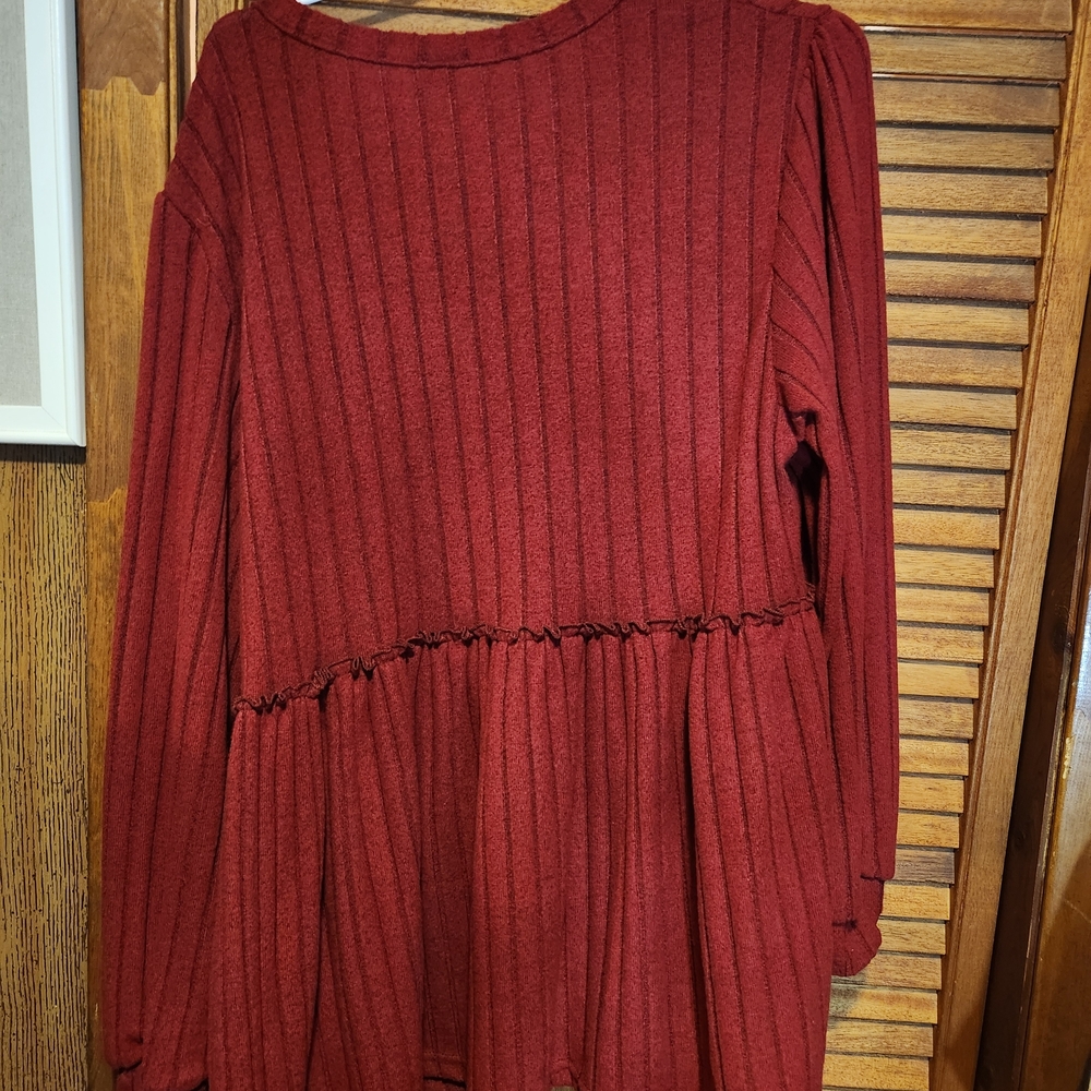 SHEIN Burgundy Ribbed Knit Top